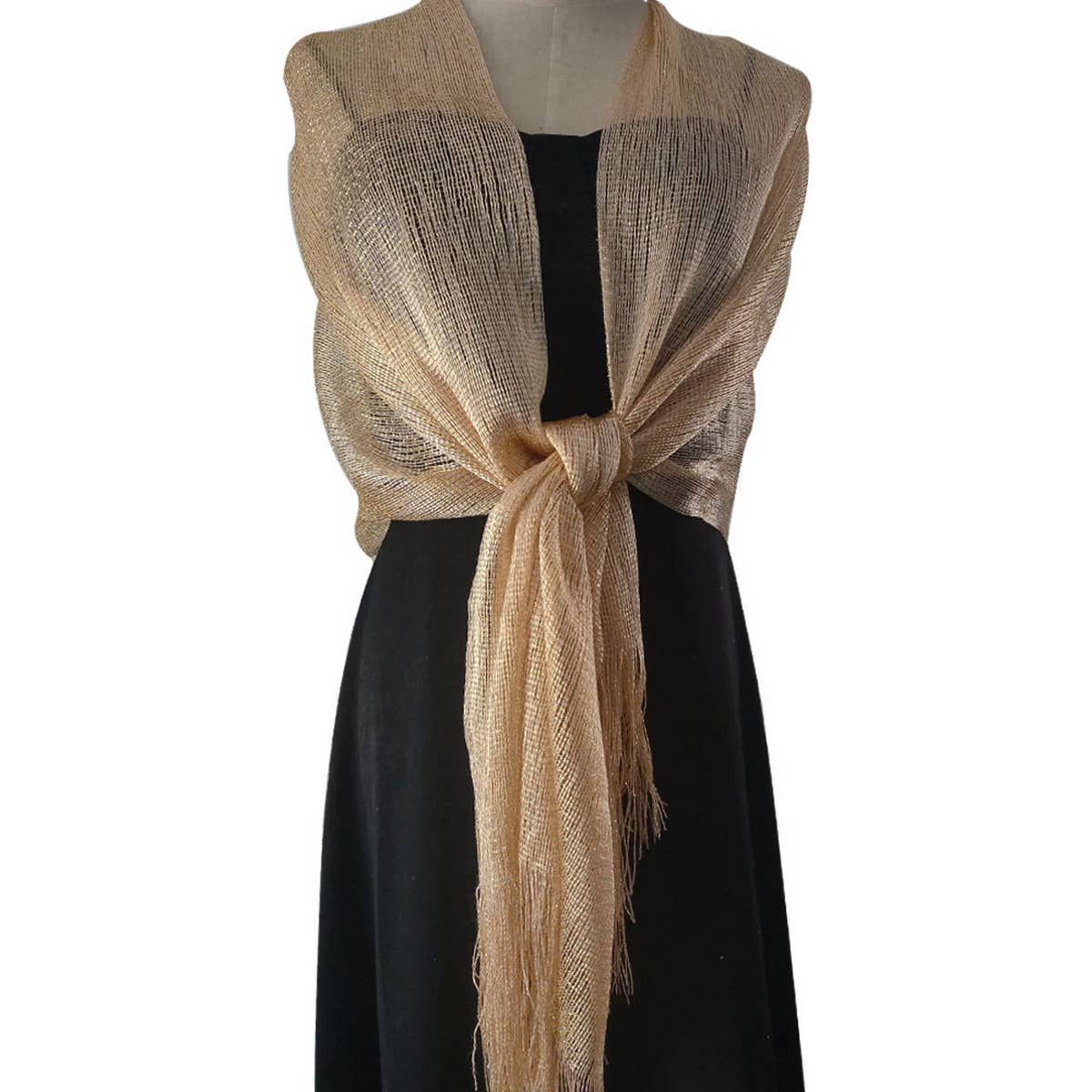 FASHIONABLE GOLD AND SILVER SILK SHAWL