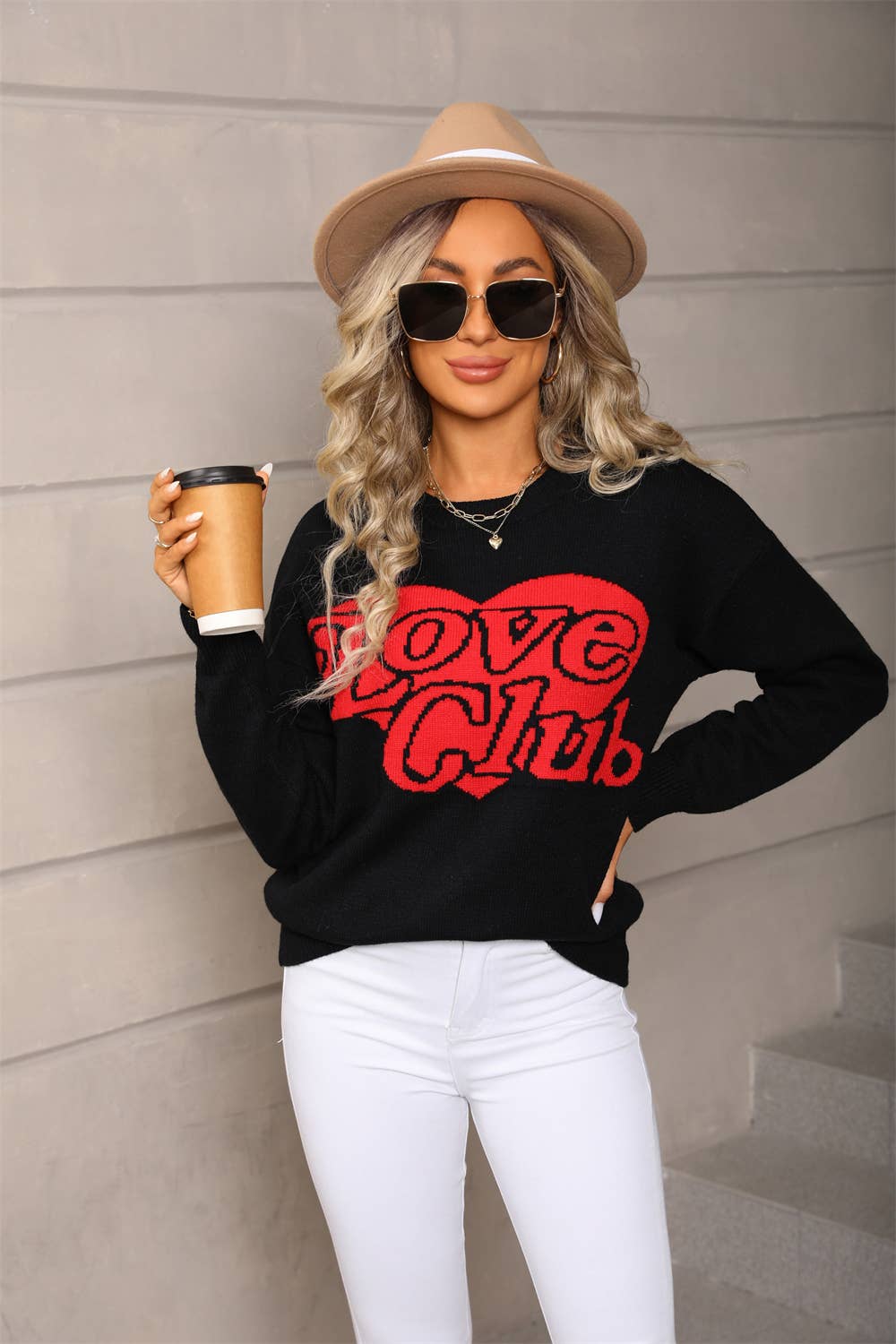 Fashion love loose Valentine's Day knit sweater