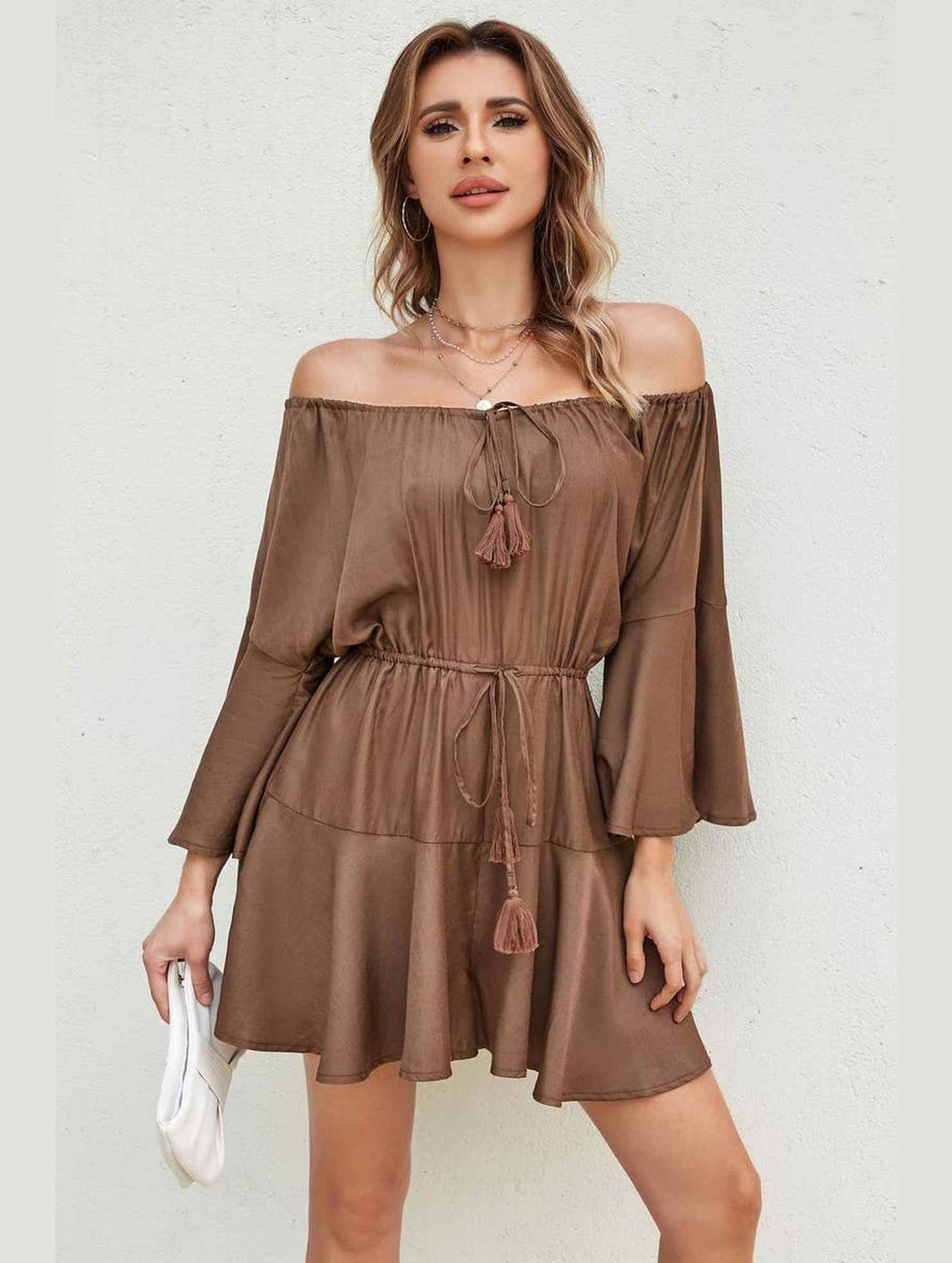 A LINE NECK DRAWSTRING FLARED SLEEVE JUMPSUIT_CWSJS0530