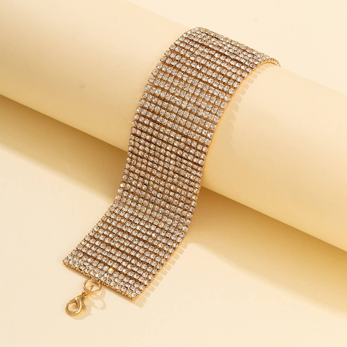 GOLD SPARKLING DIAMOND BRACELET WIDE BRACELET