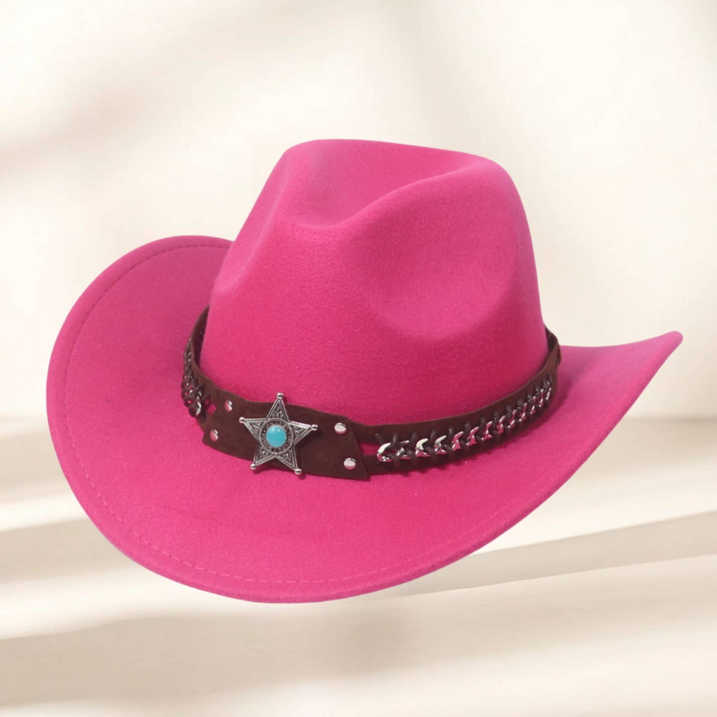 Western Cowboy Hat with Star & Ethnic Trim_CWAH3649