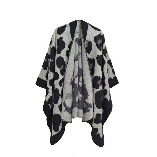 SPOT PATTERN MULTICOLOR WARM SPLIT CLOAK SHAWL_CWASC0297