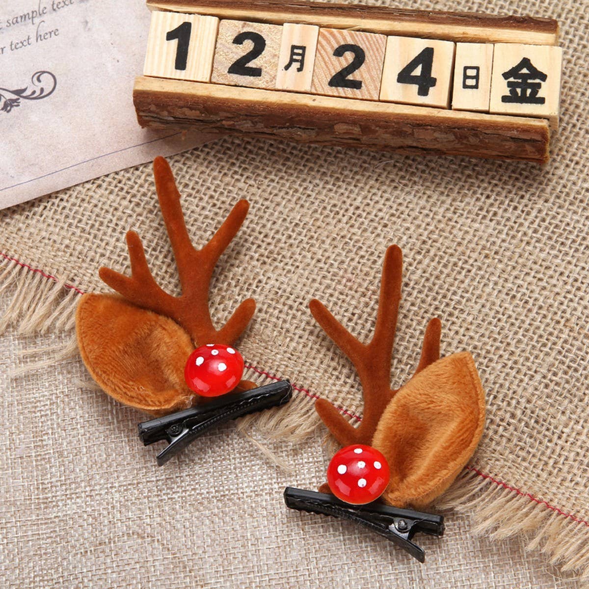 CHRISTMAS CUTE ELK ANTLER HEAD ORNAMENT HAIRPIN