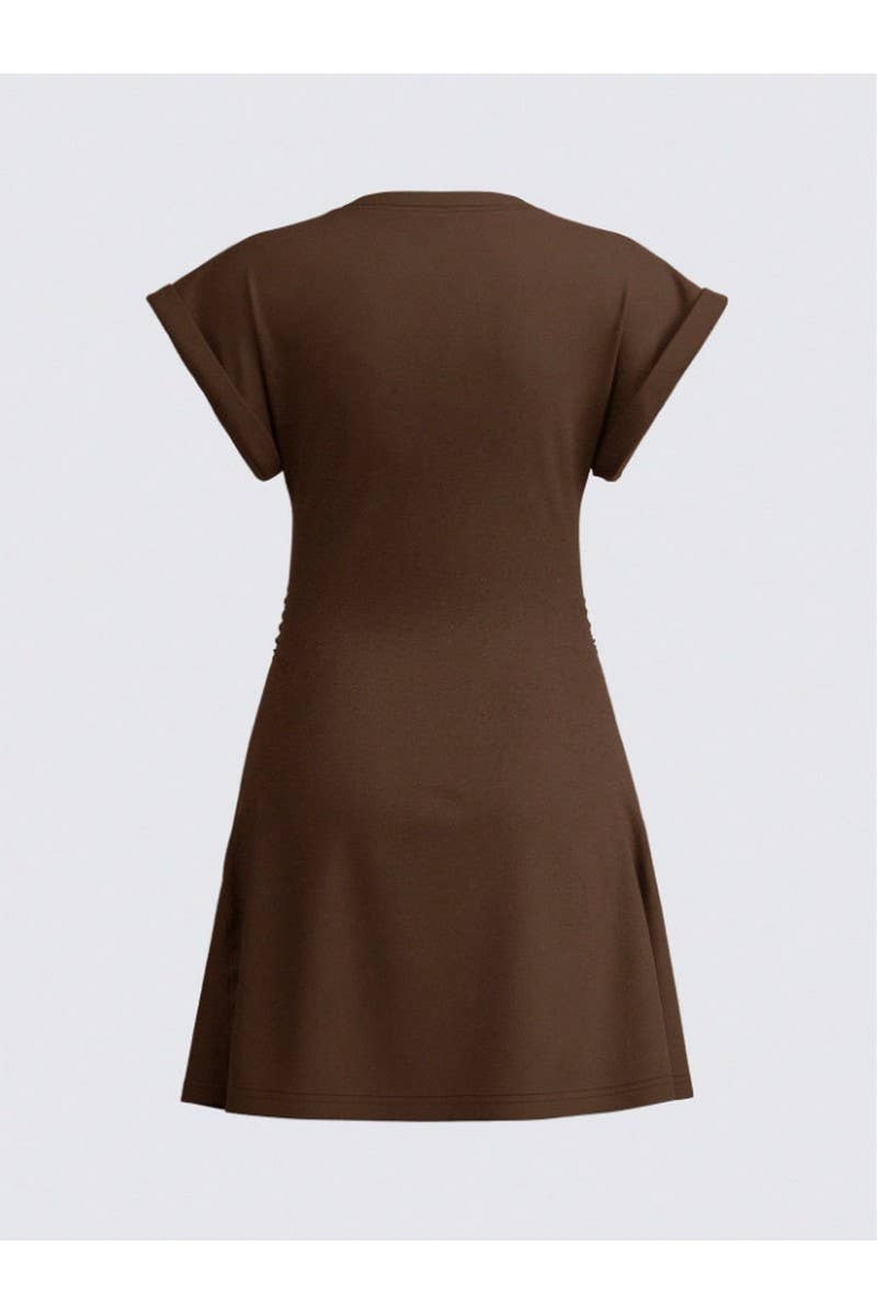 CWDMD01242_2025 SUMMER WOMEN RUCHED RUFFLE SLEEVE MINI DRESS