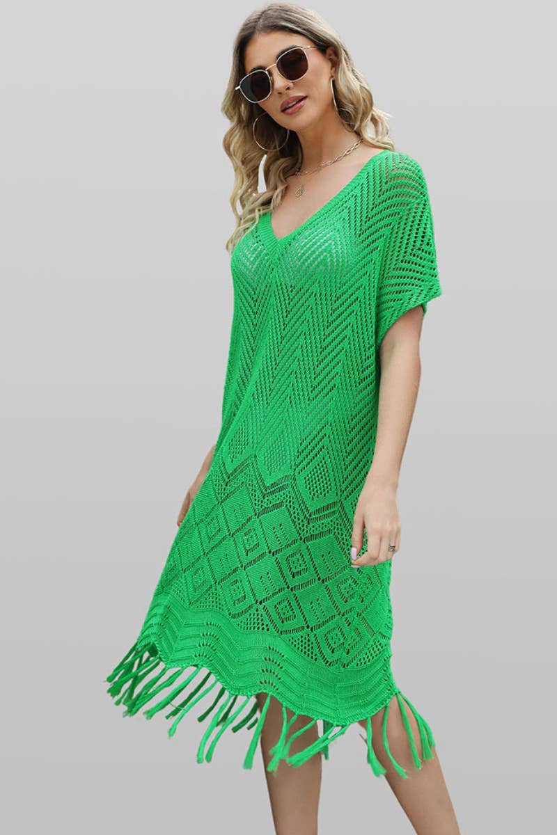 CWDSD3927_KNIT CREW NECK SHORT SLEEVE CUTOUT DRESS