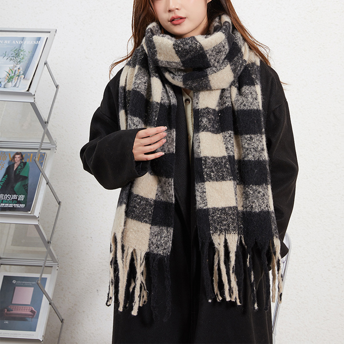 Women??¢s Warm Small Check AC Scarf ??Sweet Style_CWASC2695