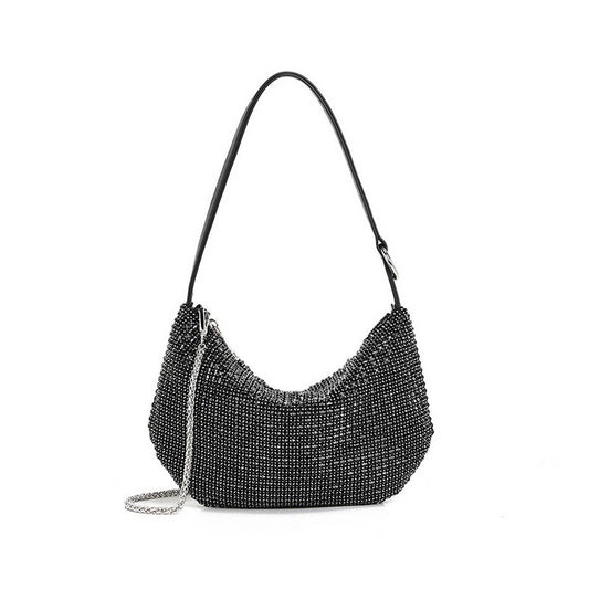 RHINESTONE UNDERARM HALF CIRCLE EVENING BAG_CWAB3588