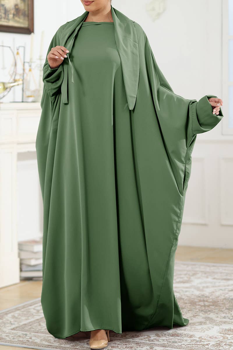 CWDMD5314_SOLID COLOR ROBE WITH STRAPS LOOSE DRESS