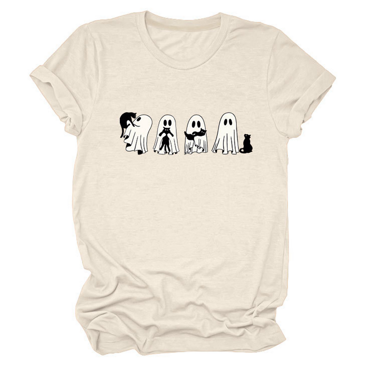 Ghost and Black Cat Tee ? Plus Size Casual Top