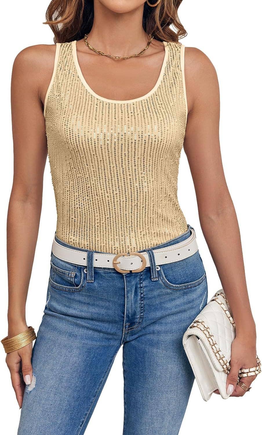 Solid-color sequined casual and fashionable vest