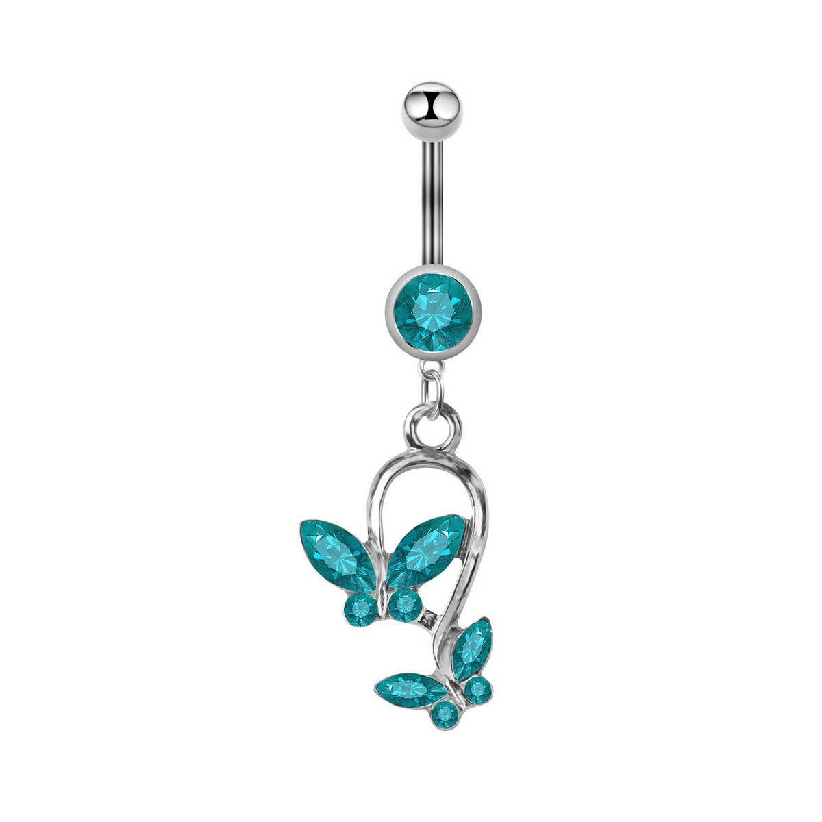 Double Butterfly Copper Zircon Belly Button Ring