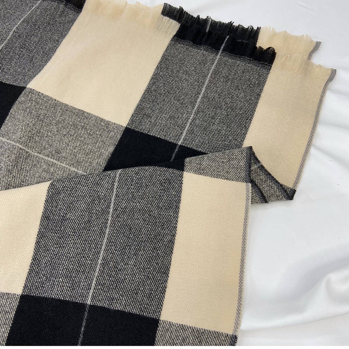 Vintage Plaid Scarf ? Long Faux Cashmere Wrap