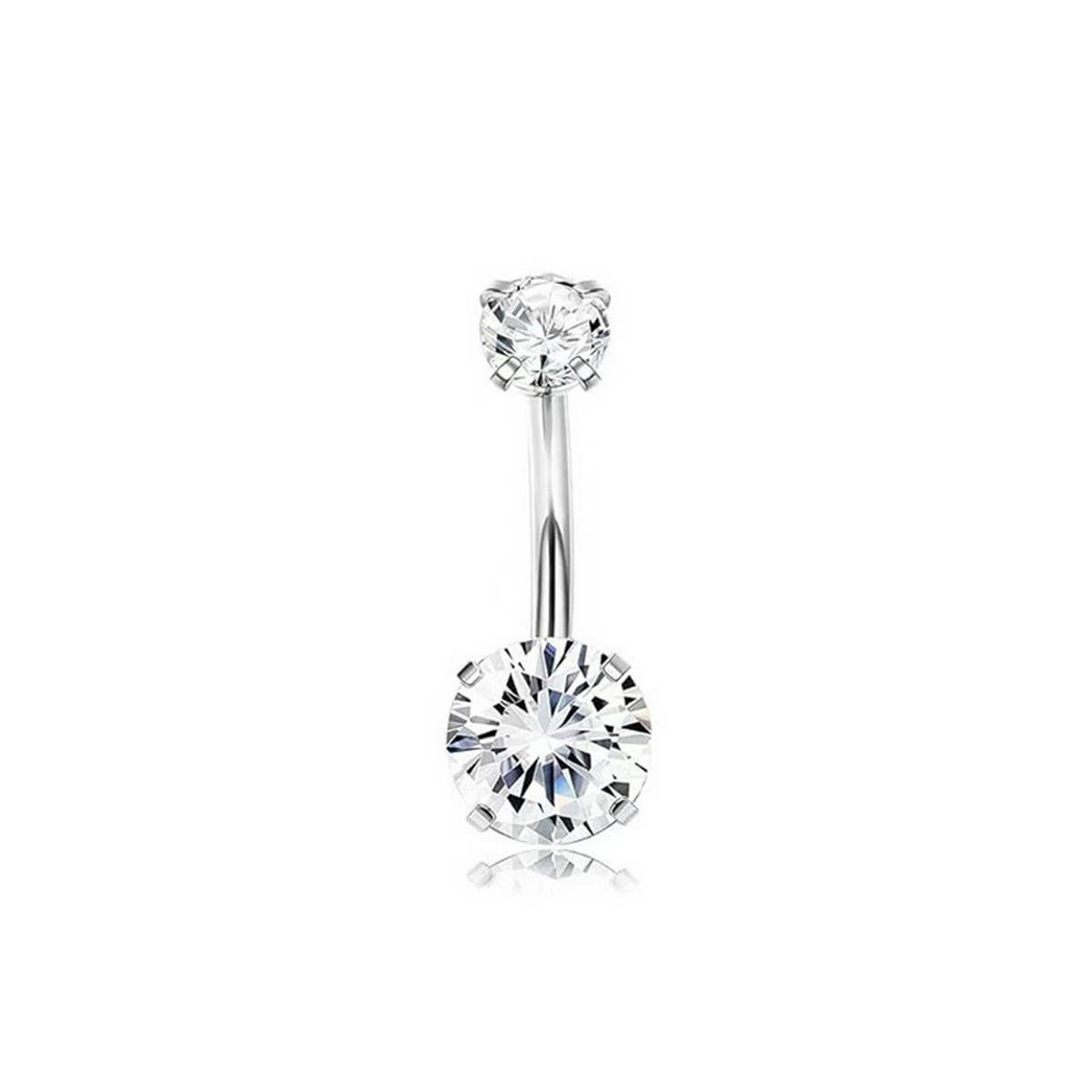 Double CZ Ball Belly Ring ? Prong Set Design