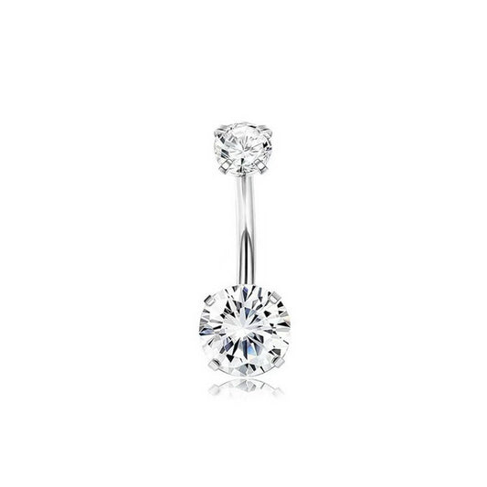 Double CZ Ball Belly Ring ? Prong Set Design