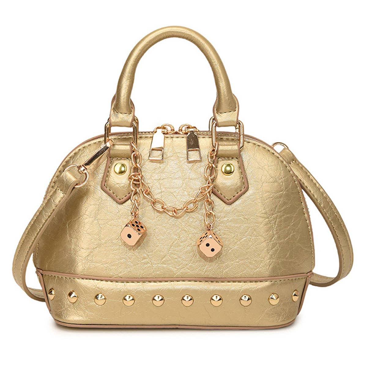 Fashionable riveted single-shoulder bag