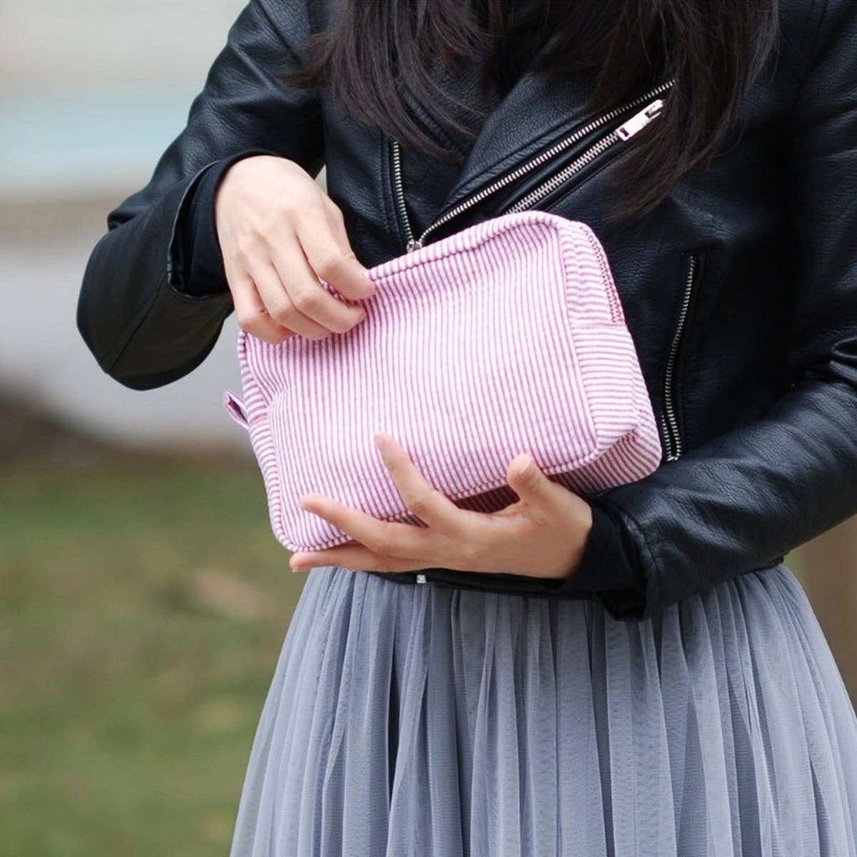 STRIPED WASH BAG TRAVEL WATERPROOF STORAGE BAG_CWAB1395