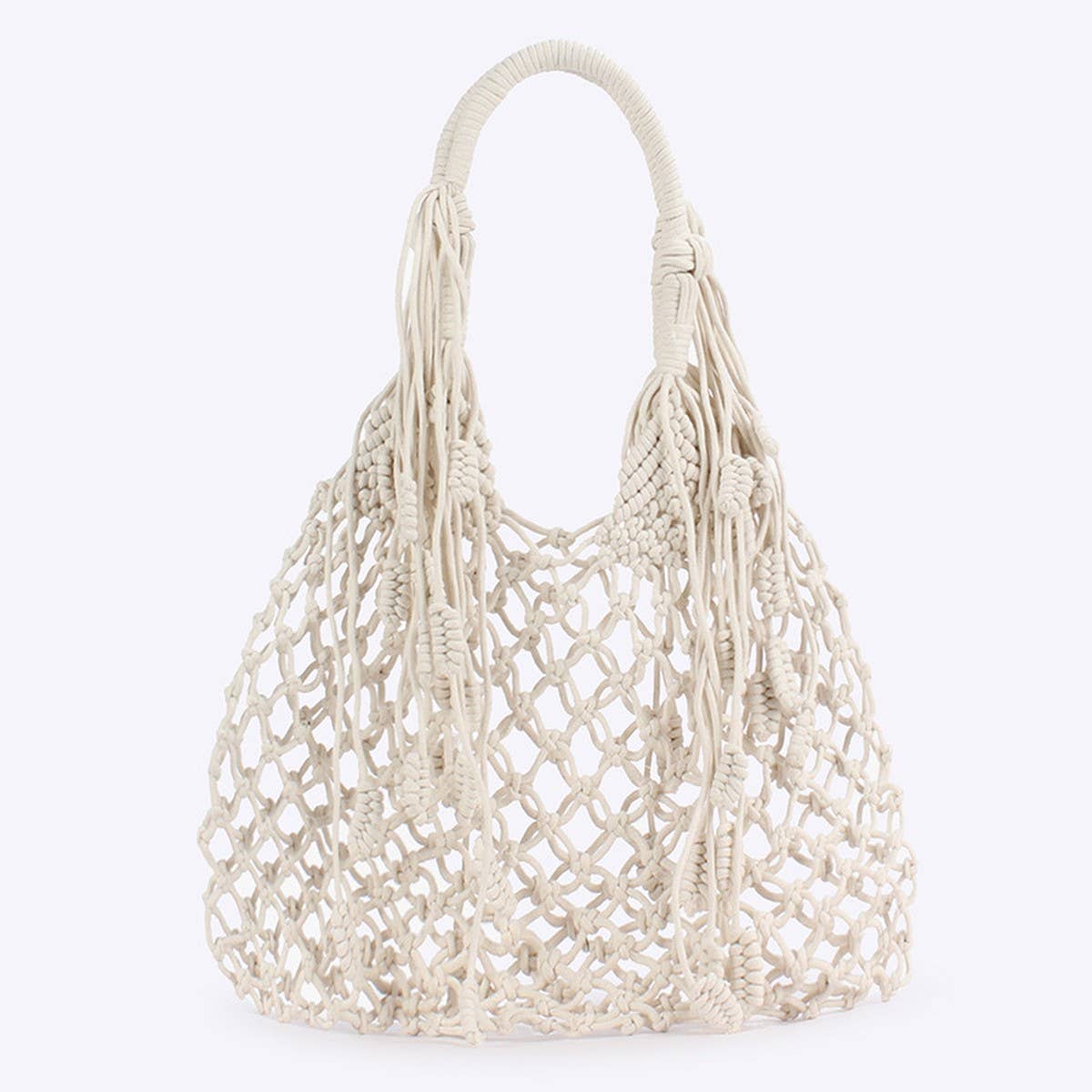TASSEL SHOULDER BAG BEACH BAGS TOTES WITH MESH_CWAB4679