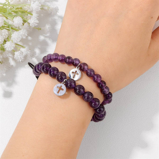 CROSS TIGER EYE DOUBLE LAYER BRACELET