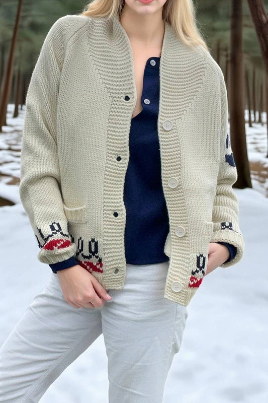 CWOSWL07744_2025 CASUAL PRINTED BUTTON FRONT KNIT CARDIGAN