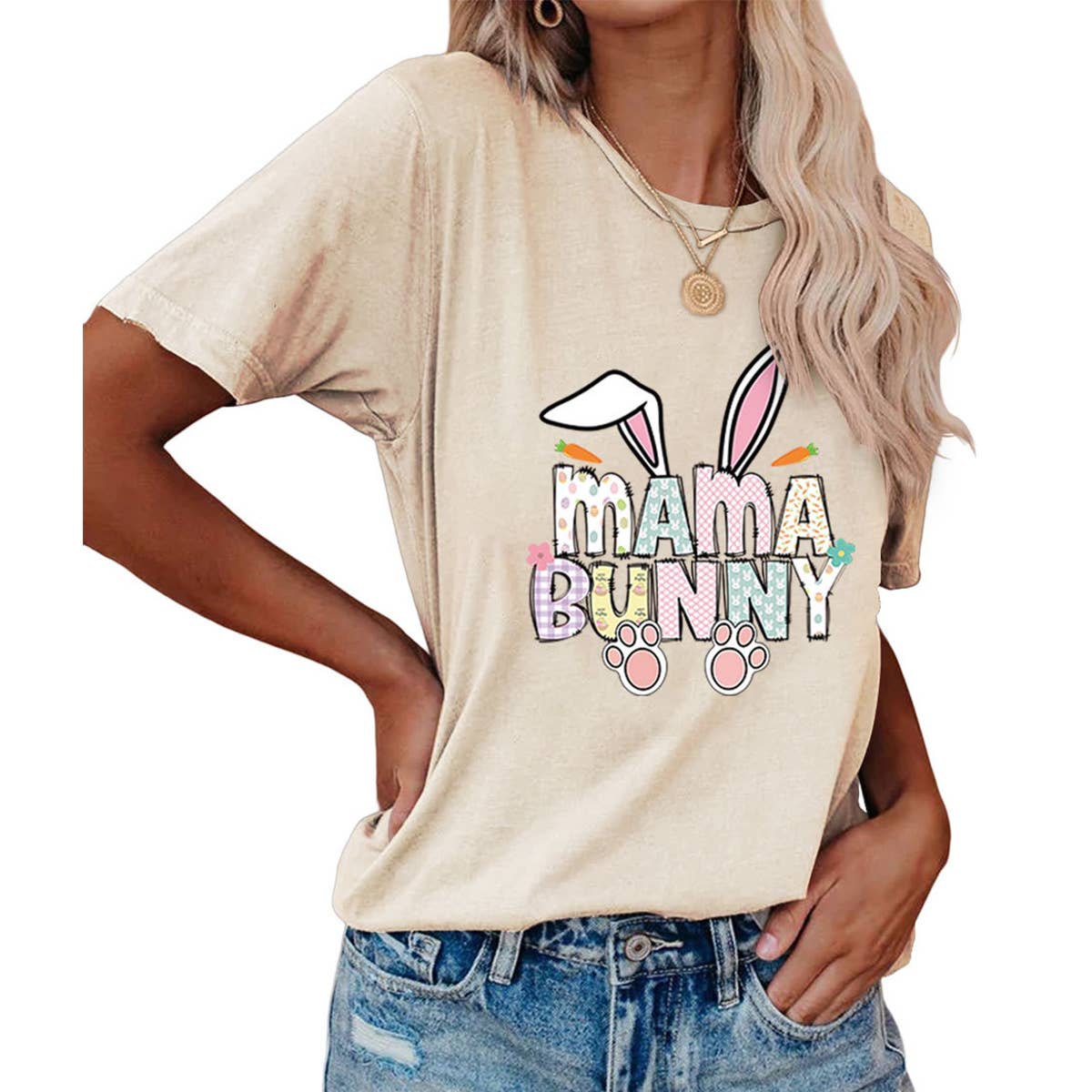 EASTER PULLOVER ROUND NECK FASHION PRINTED T SHIRT_CWTTS0855