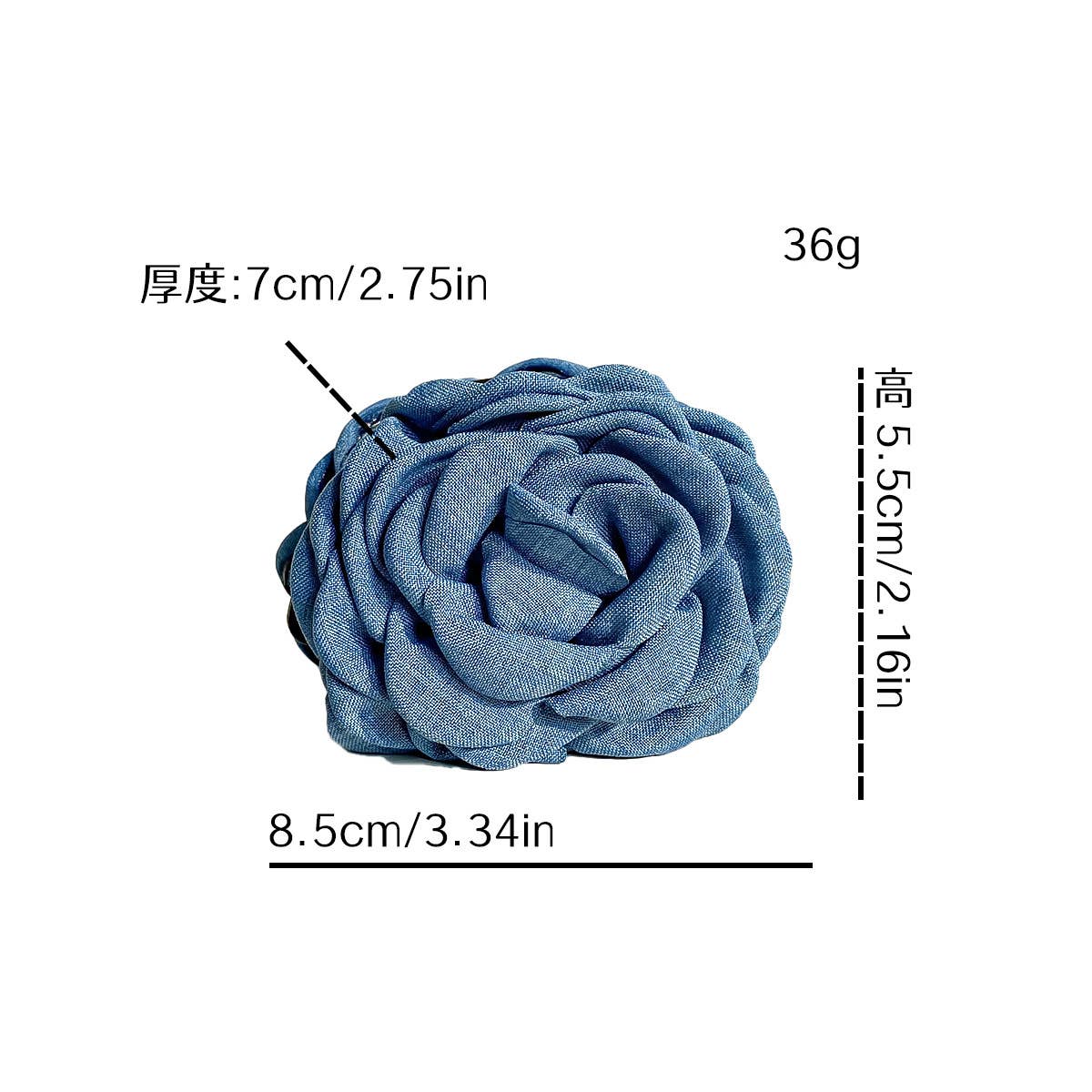 Three-dimensional solid fabric rose grasping clip