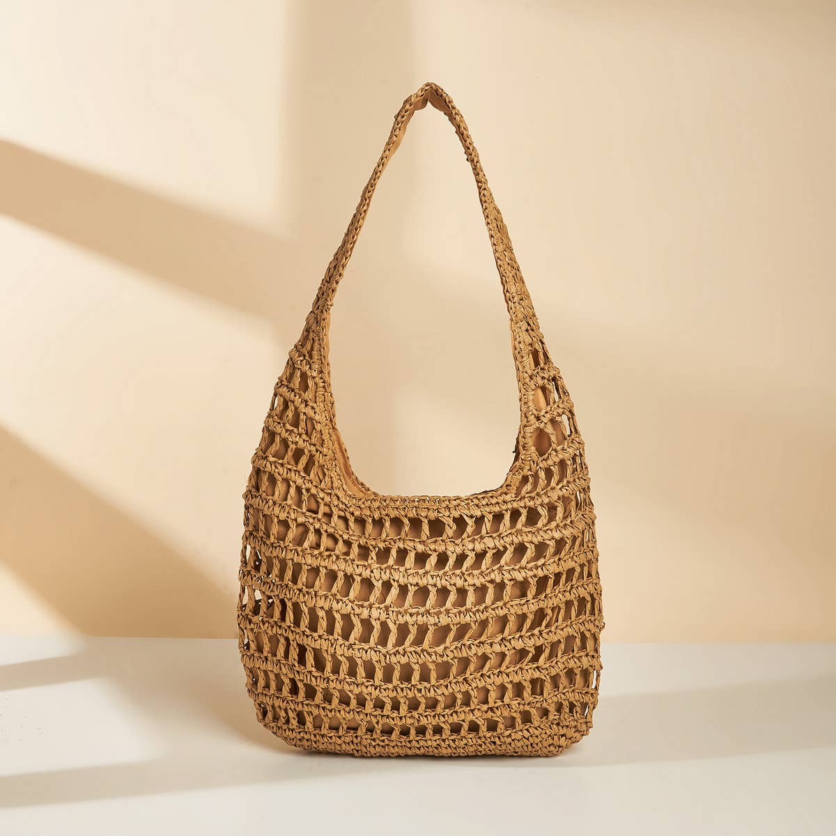 FASHIONABLE HOLLOW SOLID COLOR STRAW BAG_CWAB1981