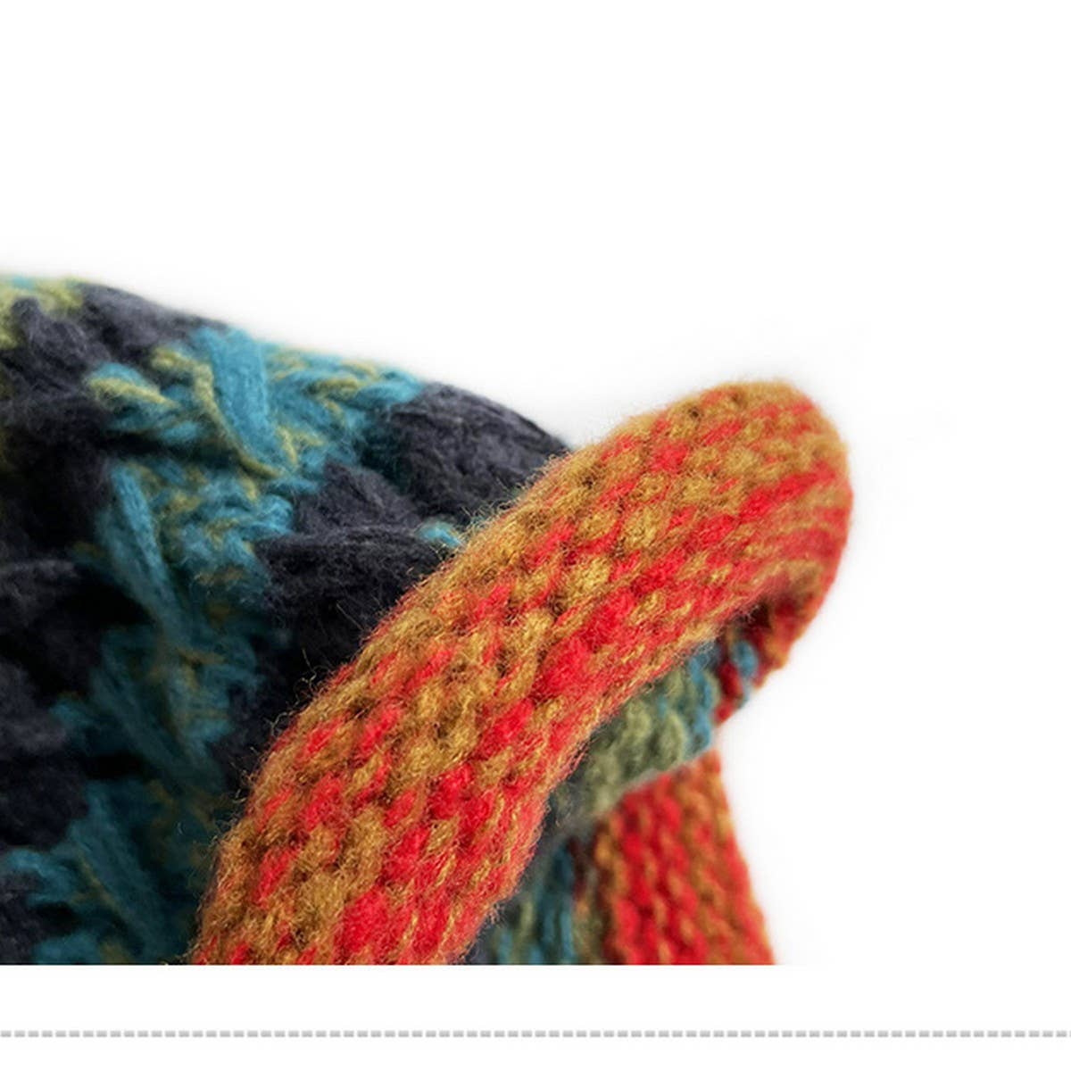 COLORFUL BALL EARFLAP LACE-UP TASSEL KNITTED HAT_CWAH2061