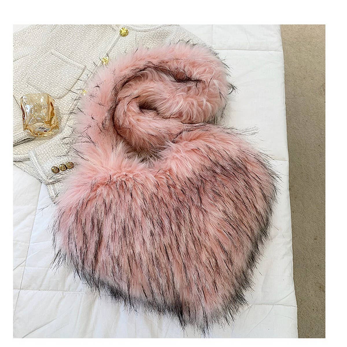 Fluffy Heart Shoulder Bag Women Plush Fur_CUAB00609
