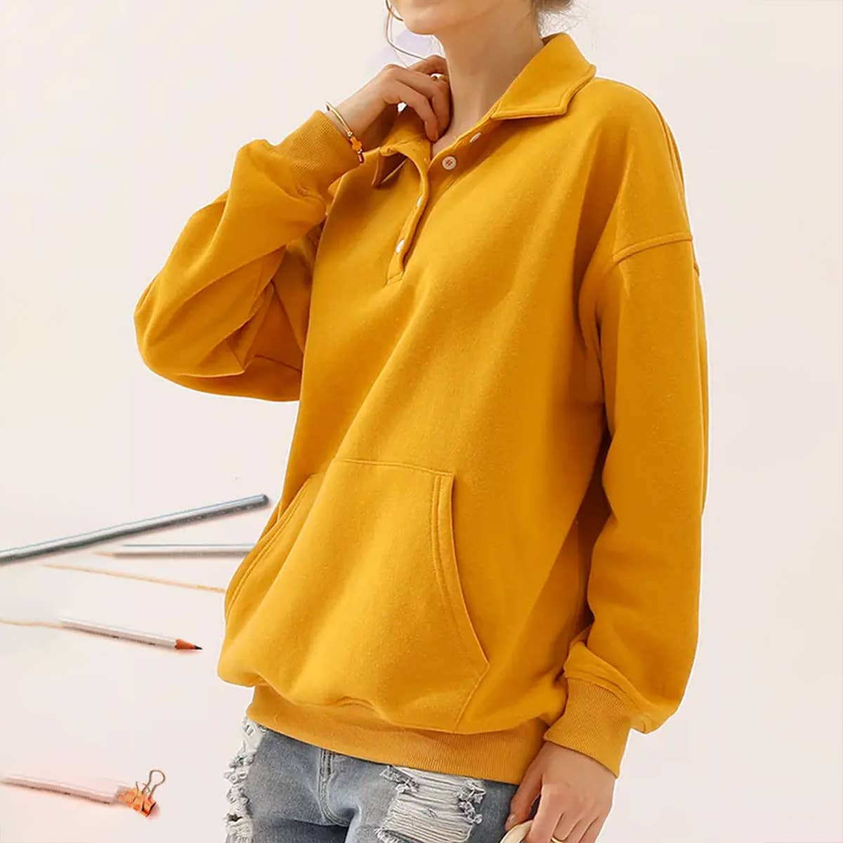 WOMEN LAPEL BUTTON DOWN SHIRT_CWTTL1412