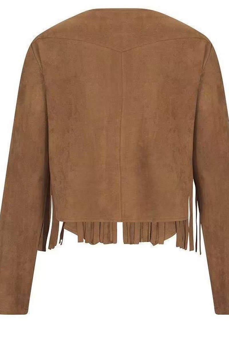 CWOCAL2299_AUTUMN AND WINTER SOLID COLOR TASSEL CARDIGAN