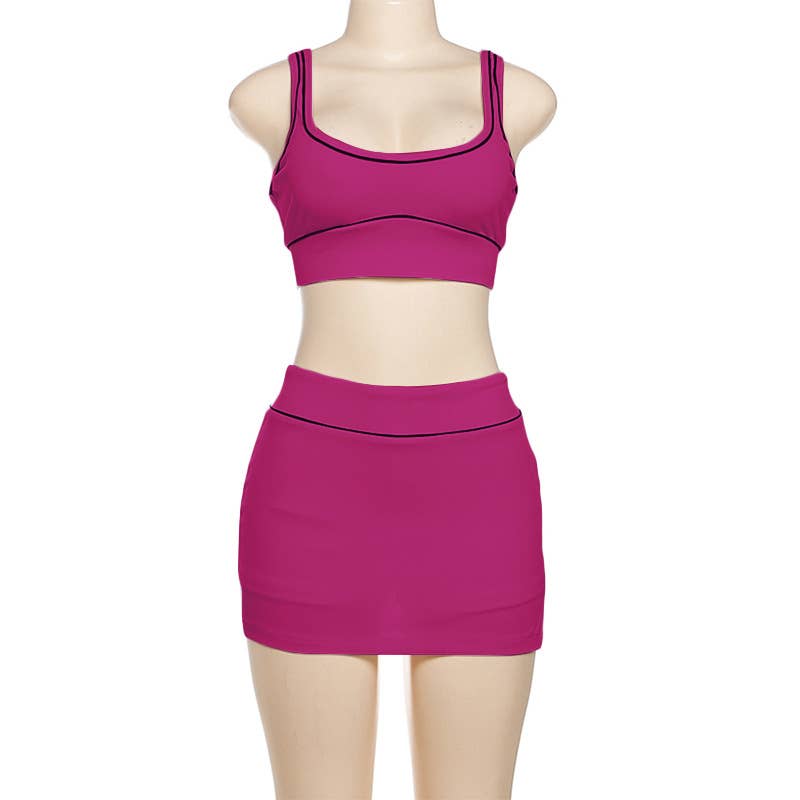 Sexy Crop Tank and Bodycon Skirt Sports Set