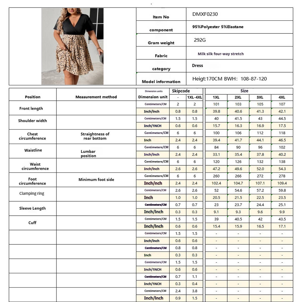 Plus Size V-Neck Tie Waist Ruched Patchwork Dress_CWDMD5978