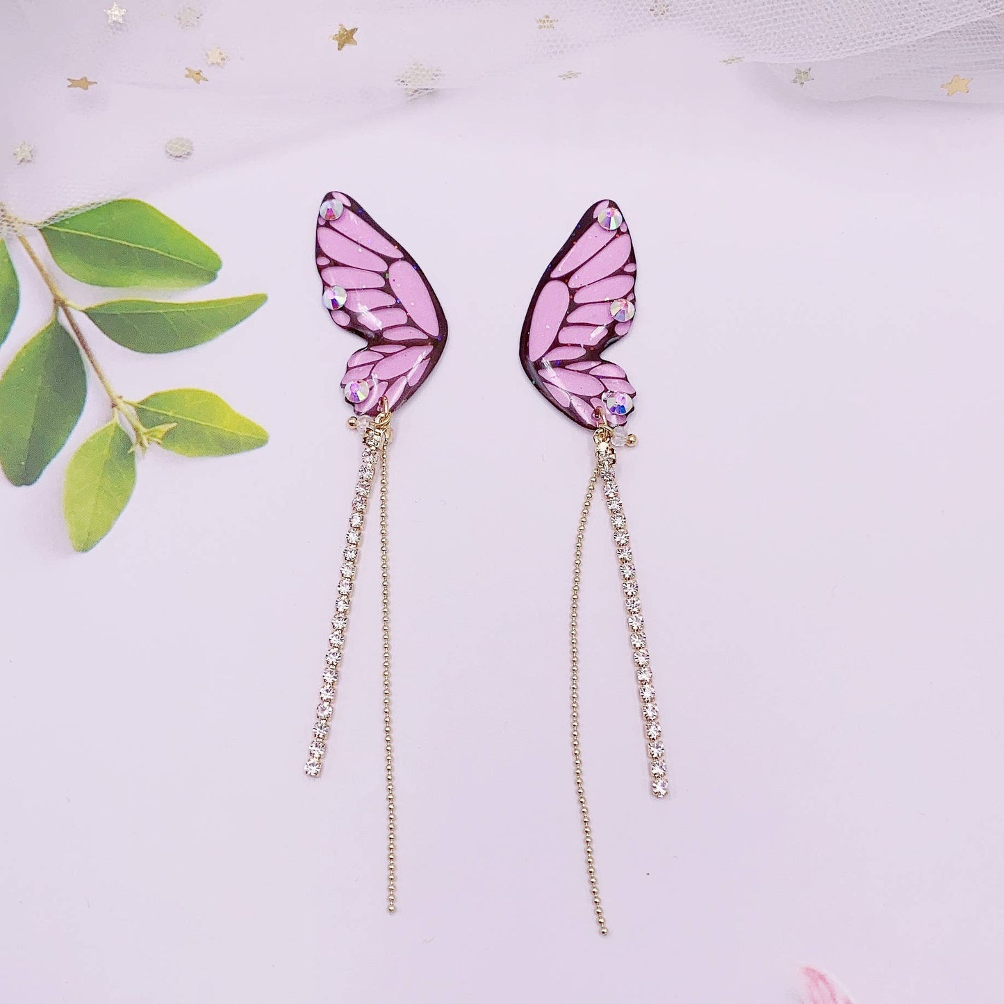 Personalized three-dimensional butterfly earrings