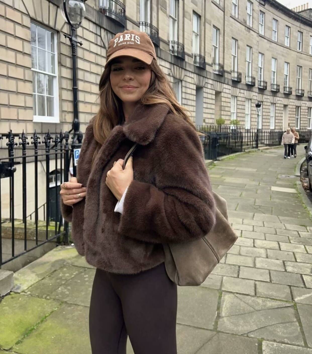 Artificial fur lapel long-sleeved woolen coat