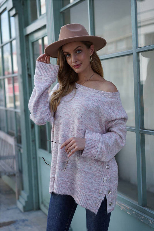 CWOSWL1424_Crew Neck Pullover Casual Sweater