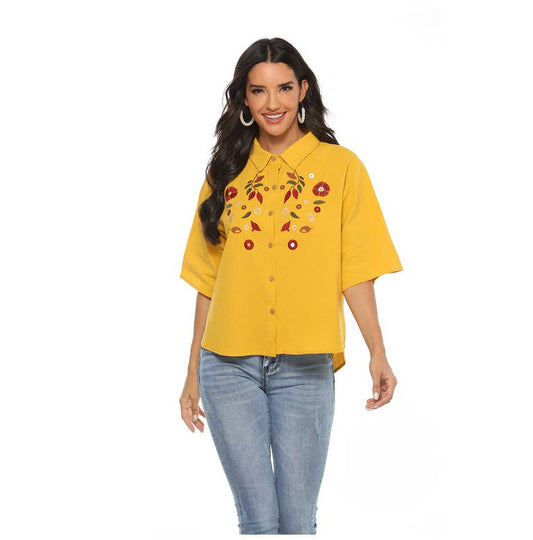 SHIRT WITH LOOSE EMBROIDERY DESIGN