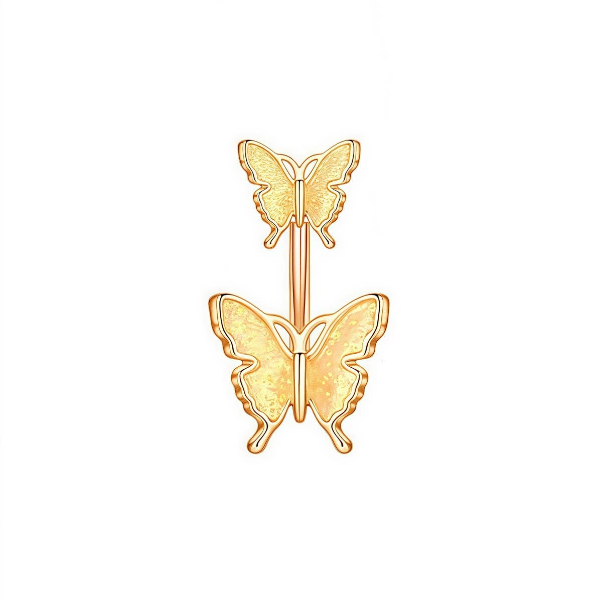 Glitter Butterfly Belly Ring Resin Body Piercing