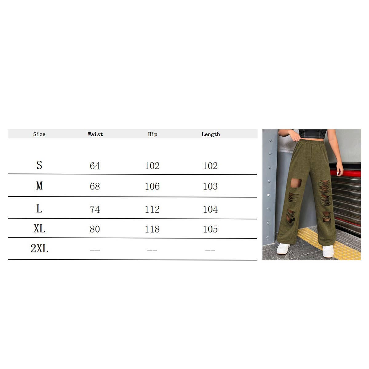 CASUAL CUT RUBBER WAIST PERSONALIZED RIPPED PANTS