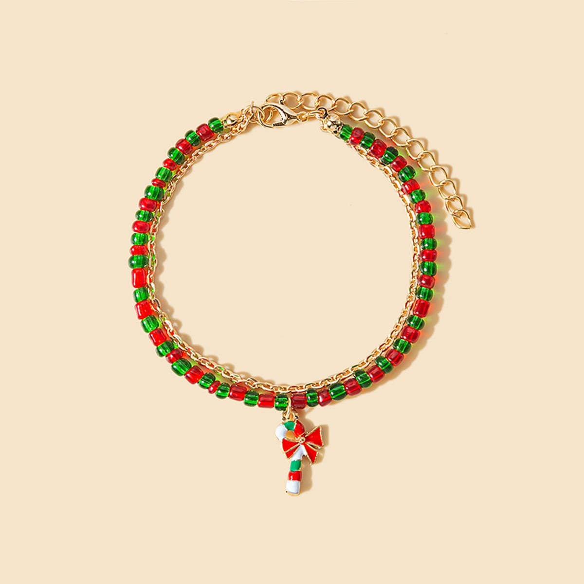 CHRISTMAS COLORBLOCK HANDMADE BEADED BRACELET