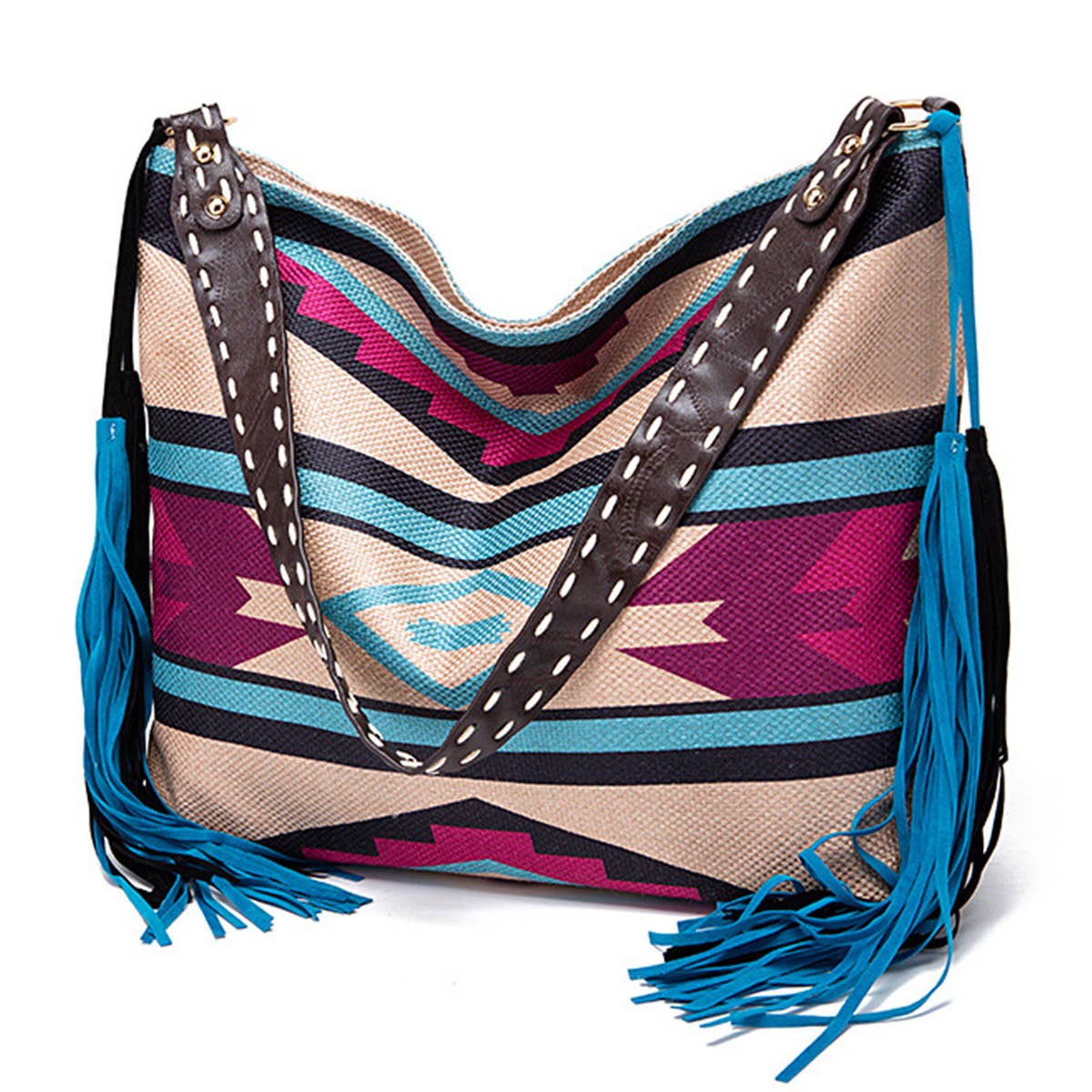 WOMEN CANVAS ETHNIC TRAVEL TASSEL BAGS_CWAB0560