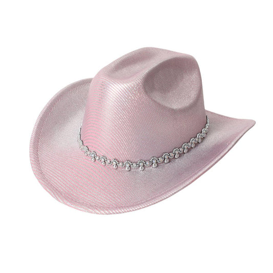Laser Stripe Western Cowboy Hat with Rhinestones_CWAH3654