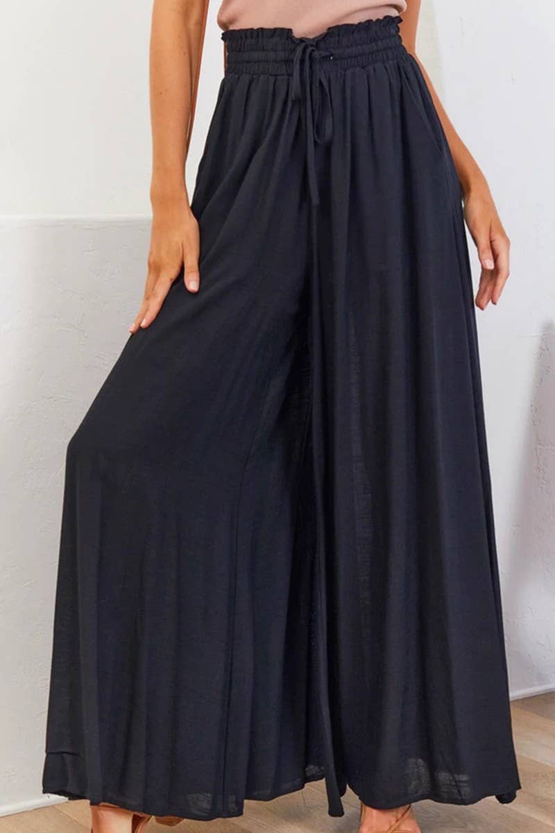 CWBLP0710_CASUAL ELASTIC WAIST WIDE LEG PANTS