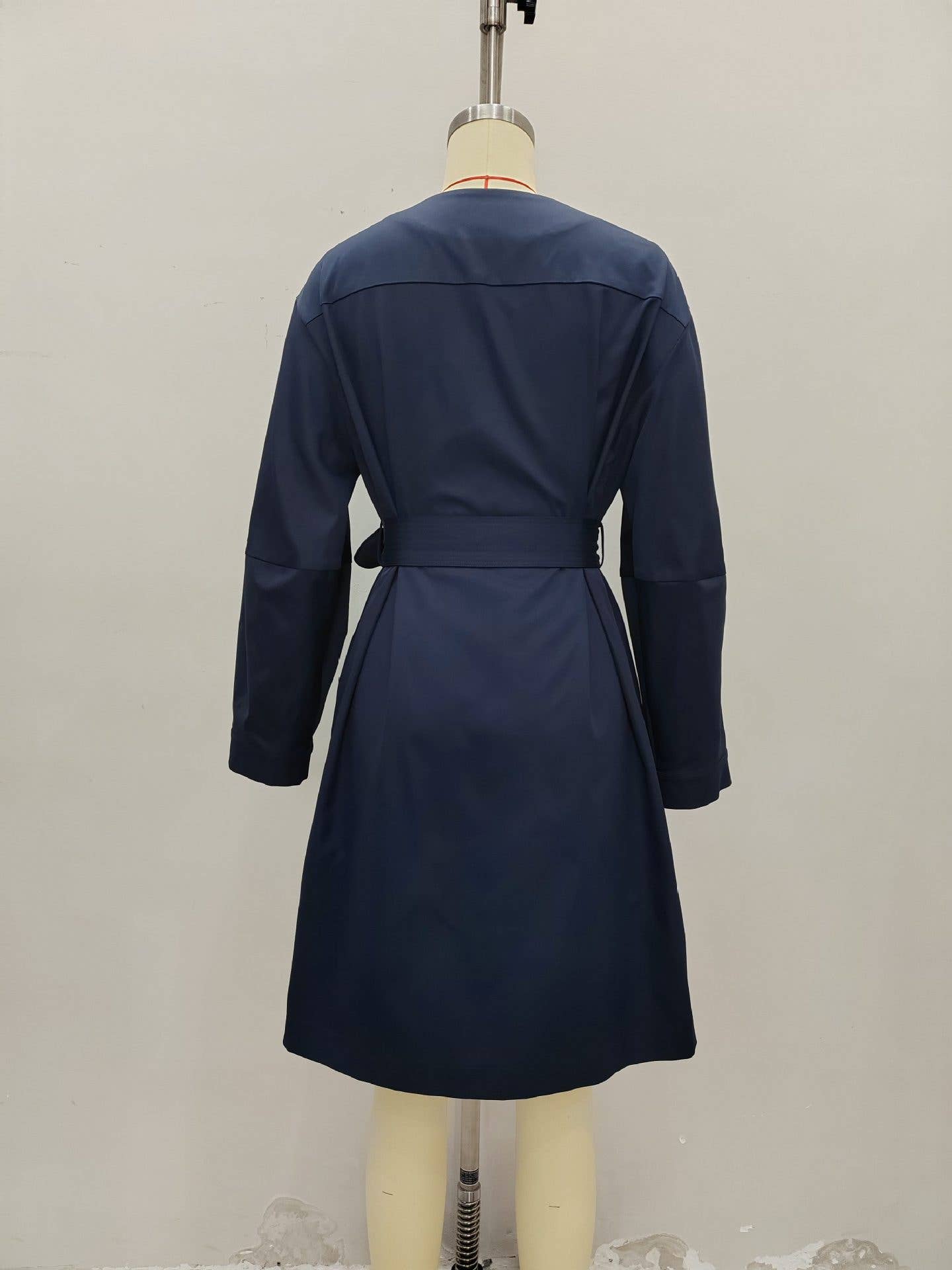 Elegant round-neck double metal -breasted coat