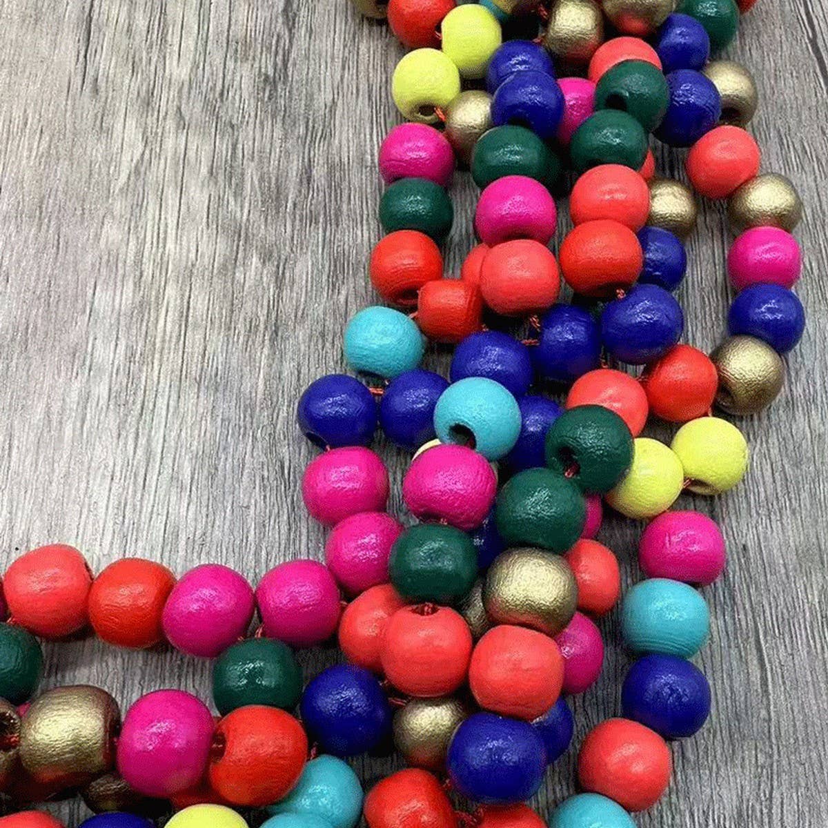 ETHNIC STYLE COLORFUL WOODEN BEADS WOVEN NECKLACE