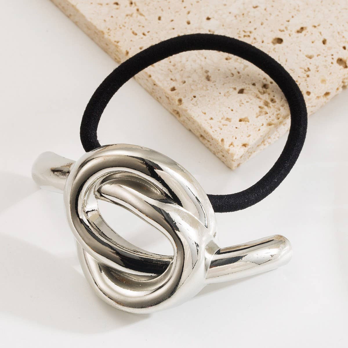 Minimalist Metal Shiny Geometric Knot Hair Tie