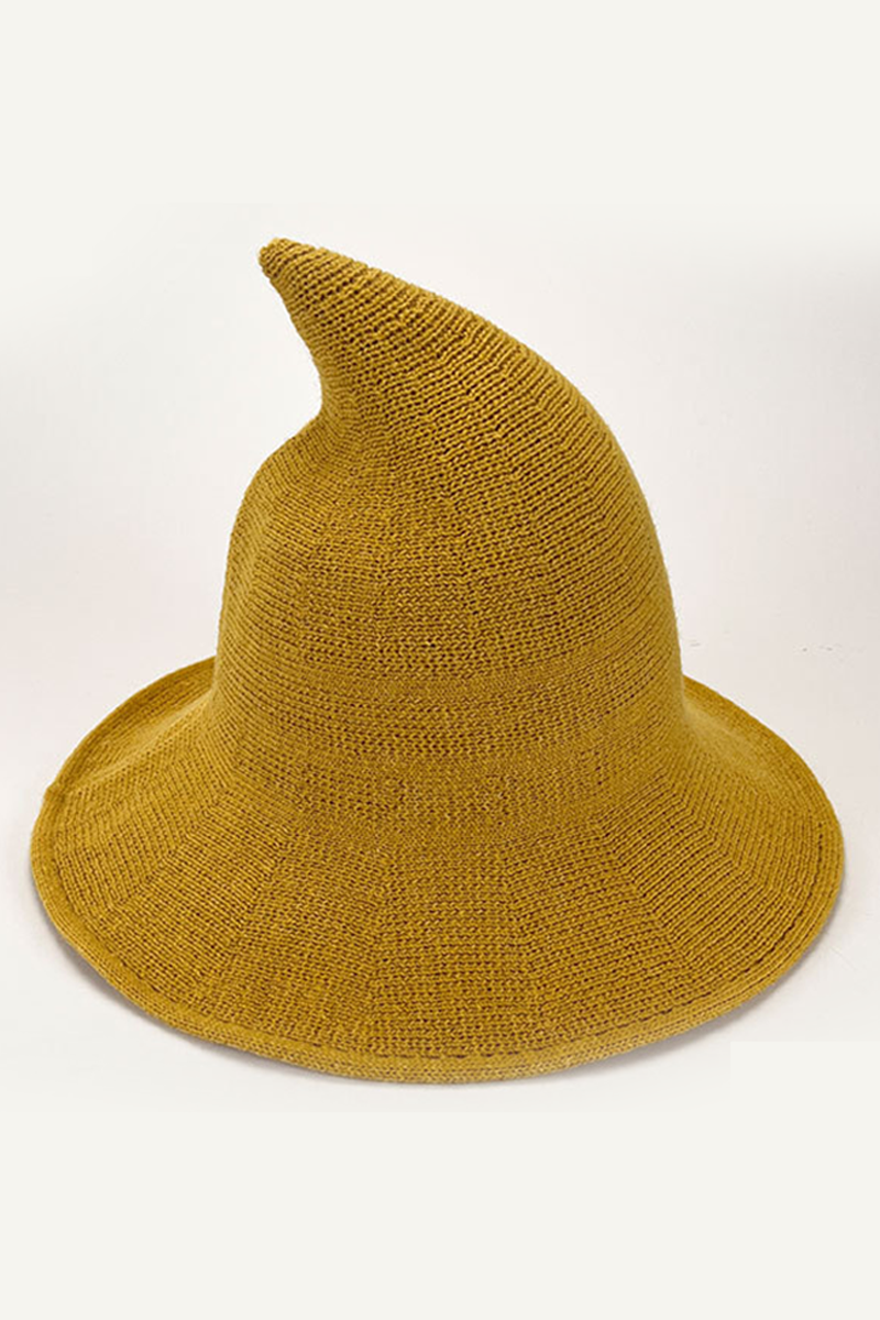 Halloween Knit Witch Hat, Wide Brim Pointed Top_CWAH0616