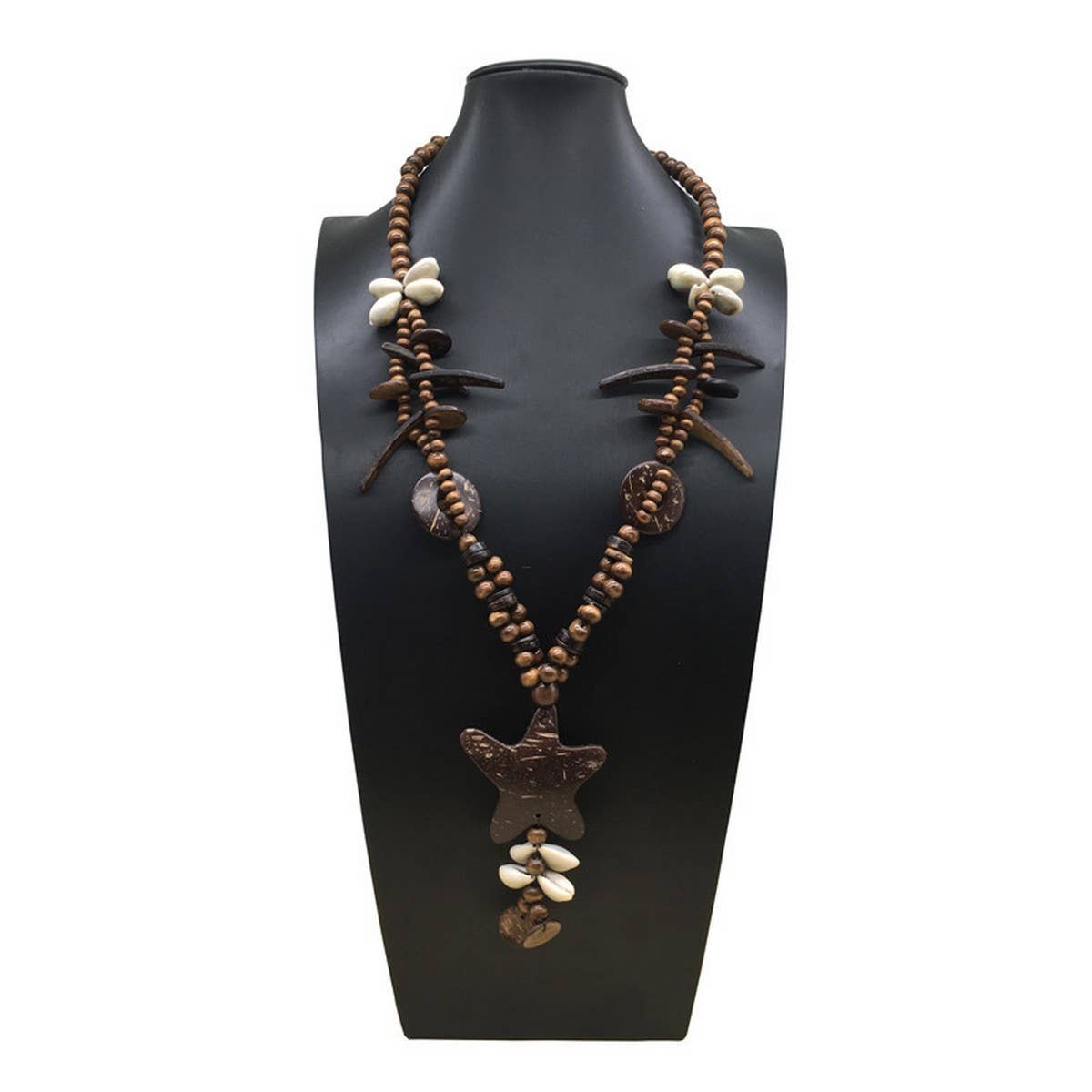 BOHEMIAN COCONUT SHELL VINTAGE LONG NECKLACE_CWMM4564