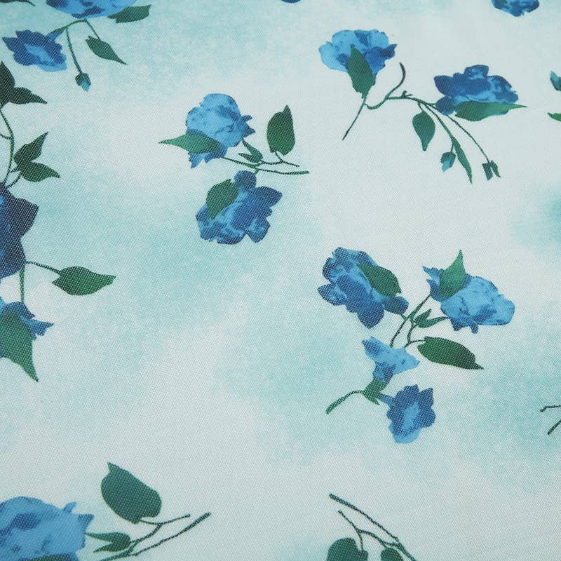 Retro-style color-blocking printed tulle skirt