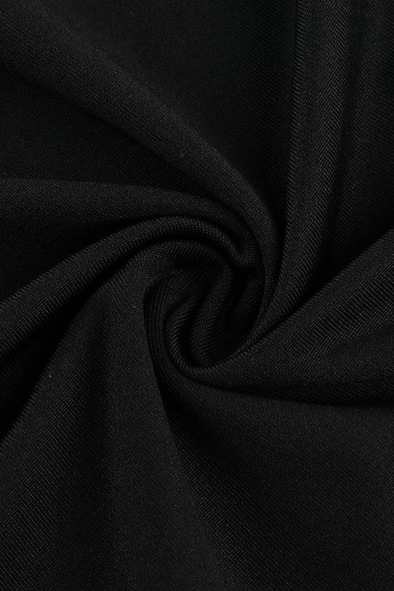 CWDMD4232_SOLID COLOR ONE SHOULDER MESH HOLLOW DRESS