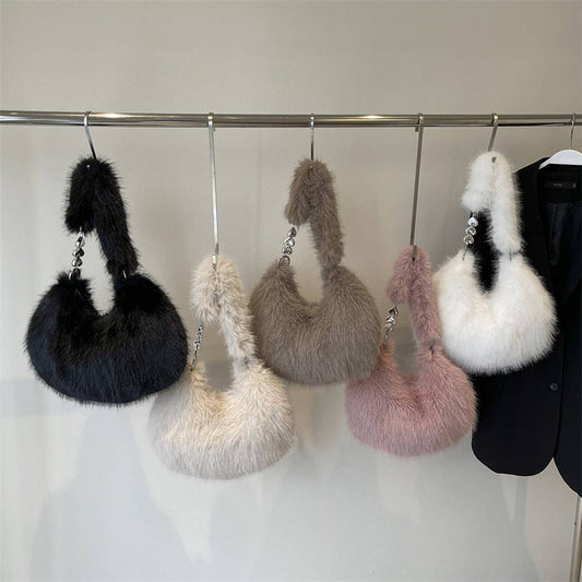 WINTER HANDBAG PLUSH SHOULDER DUMPLING BAG_CWAB3970